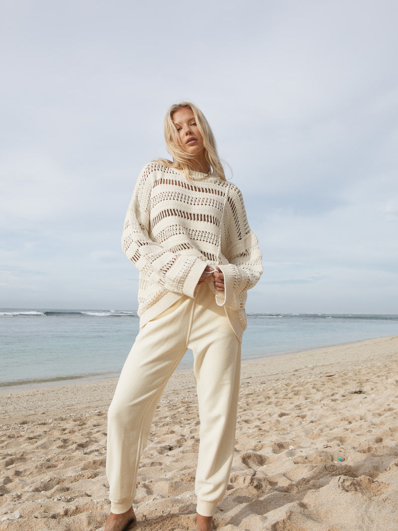 Women's cotton knit cream jumper