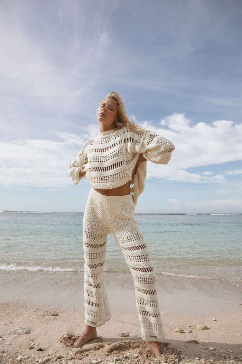 womens cream cotton knit winter set