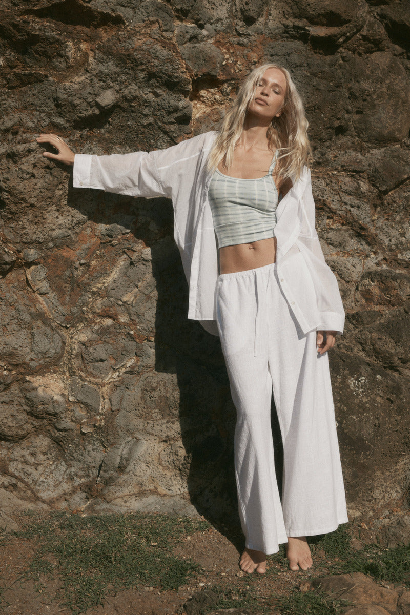 womens white cotton voile shirt and pant set