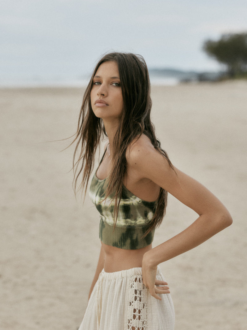 womens cotton spandex olive bralette side view