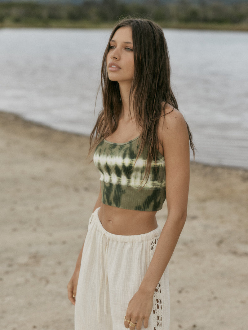 womens cotton spandex olive bralette front view