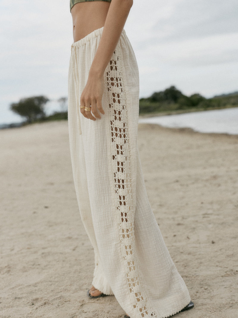 womens cotton crochet pant side view