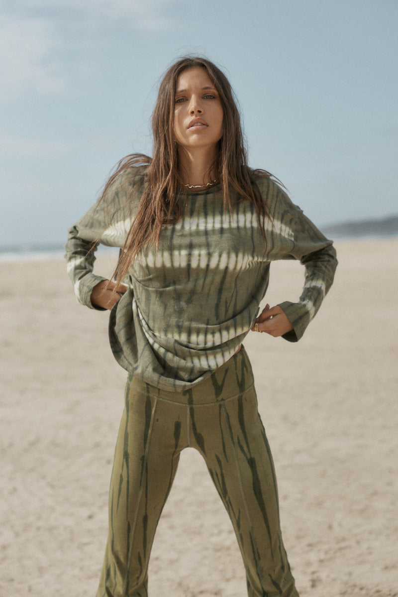 womens cotton olive tie dye pant