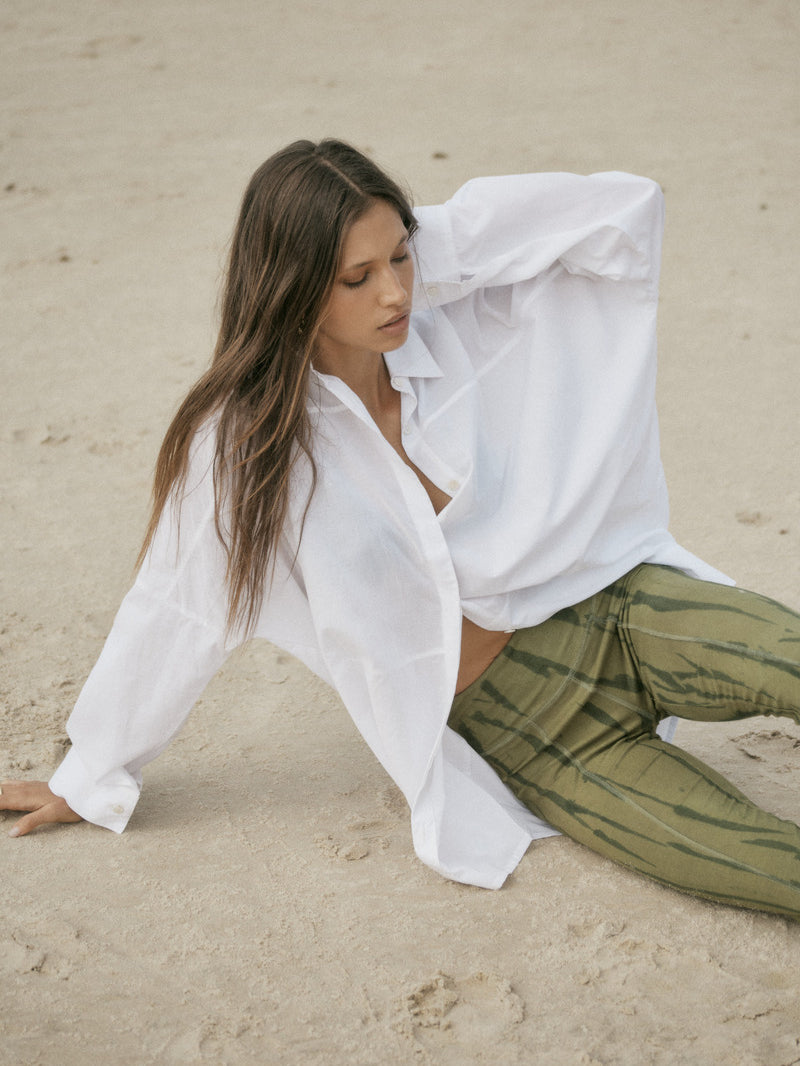womens white cotton voile shirt front view