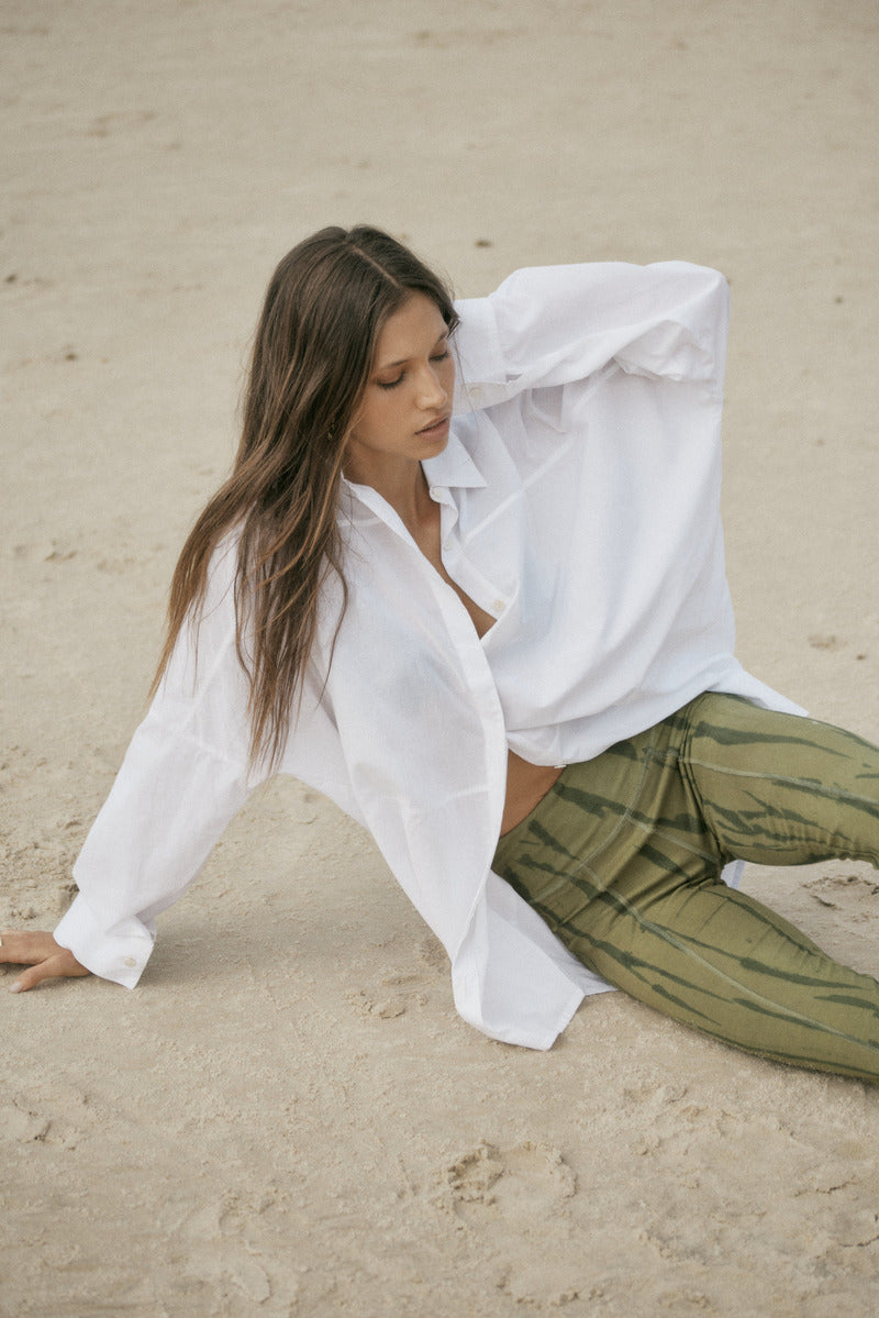 womens white cotton voile shirt front view