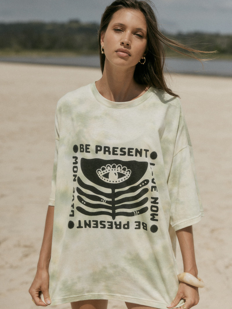 Mint Tie dye tee artist print tee front view