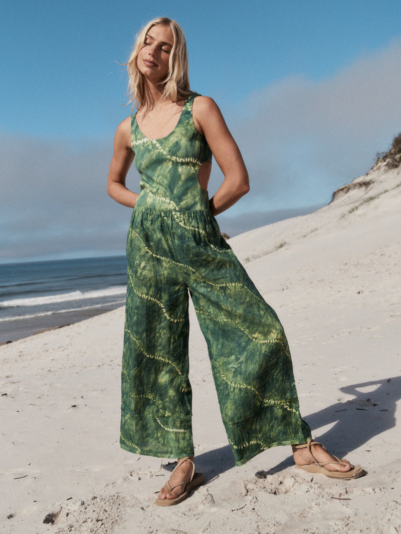 womens cotton tie dye green bodysuit