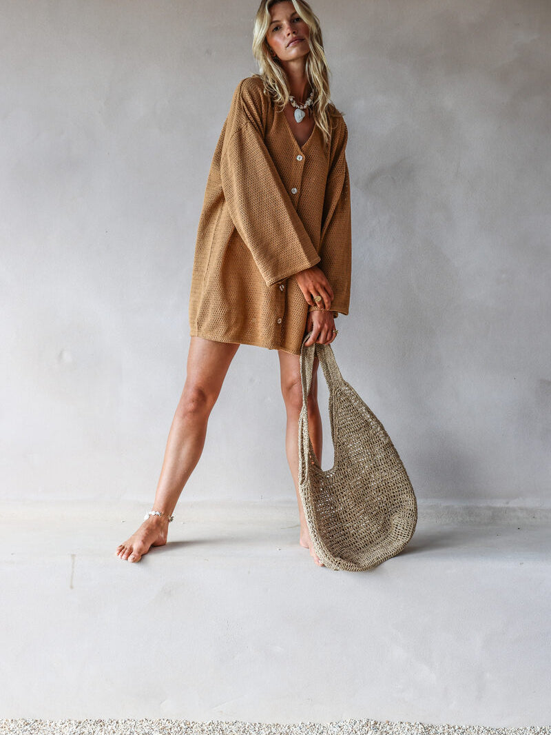 womens woven bag natural grass front view
