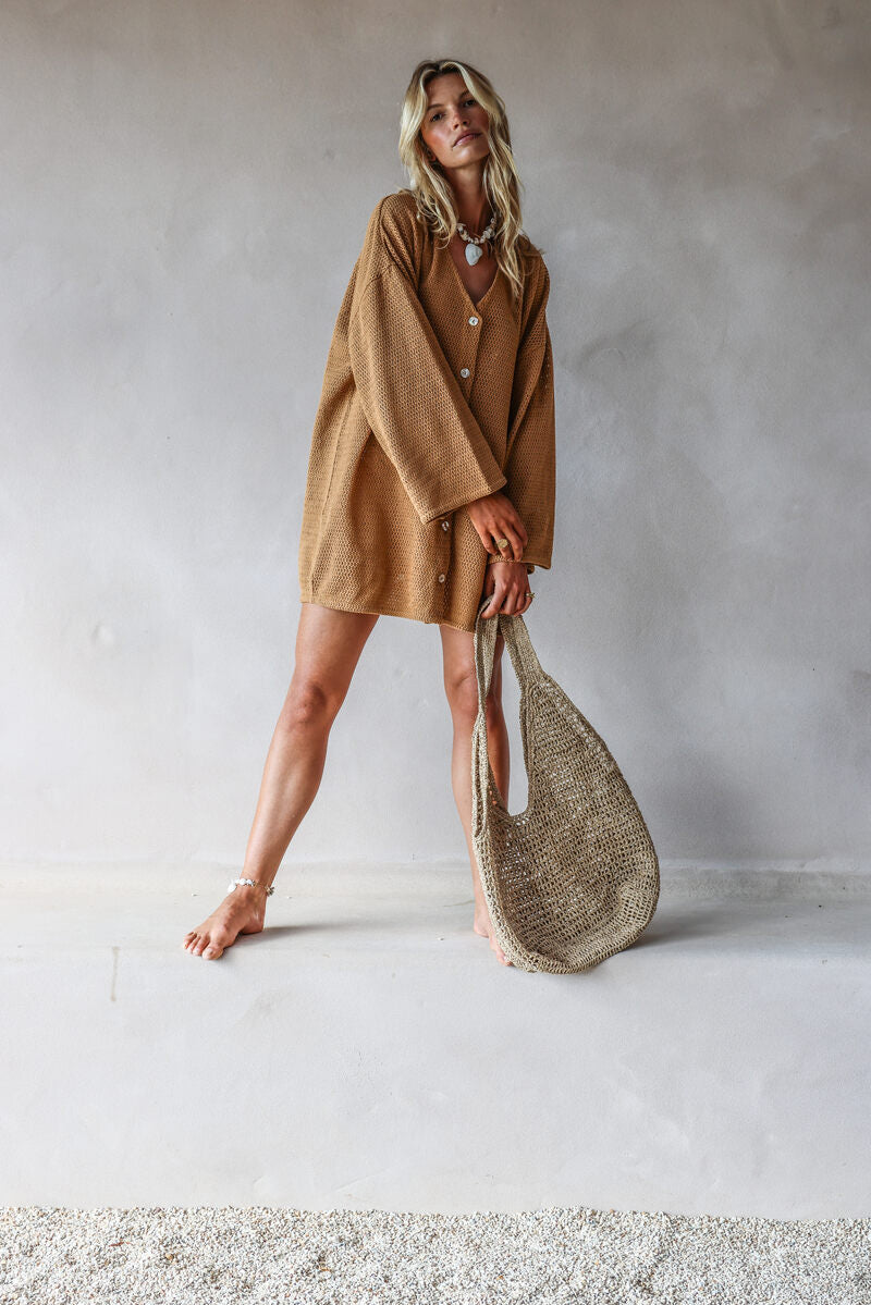womens woven bag natural grass front view