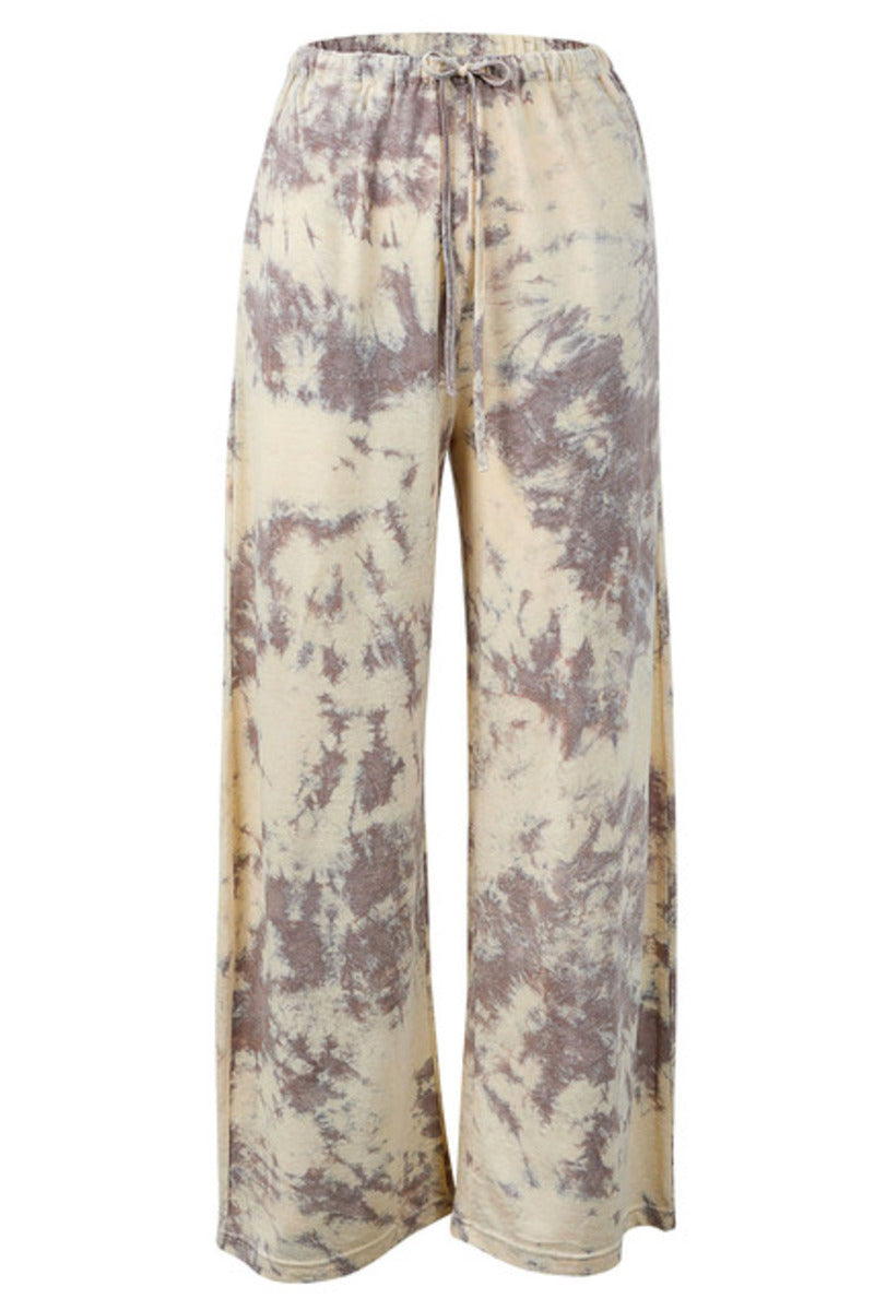 womens cotton hemp tie dye taupe pant, front view