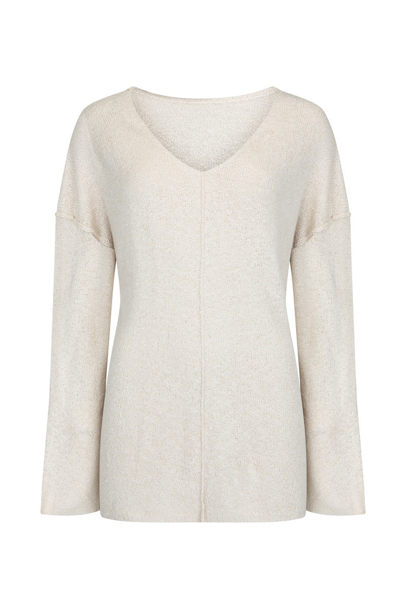 Beige cotton textured sweater