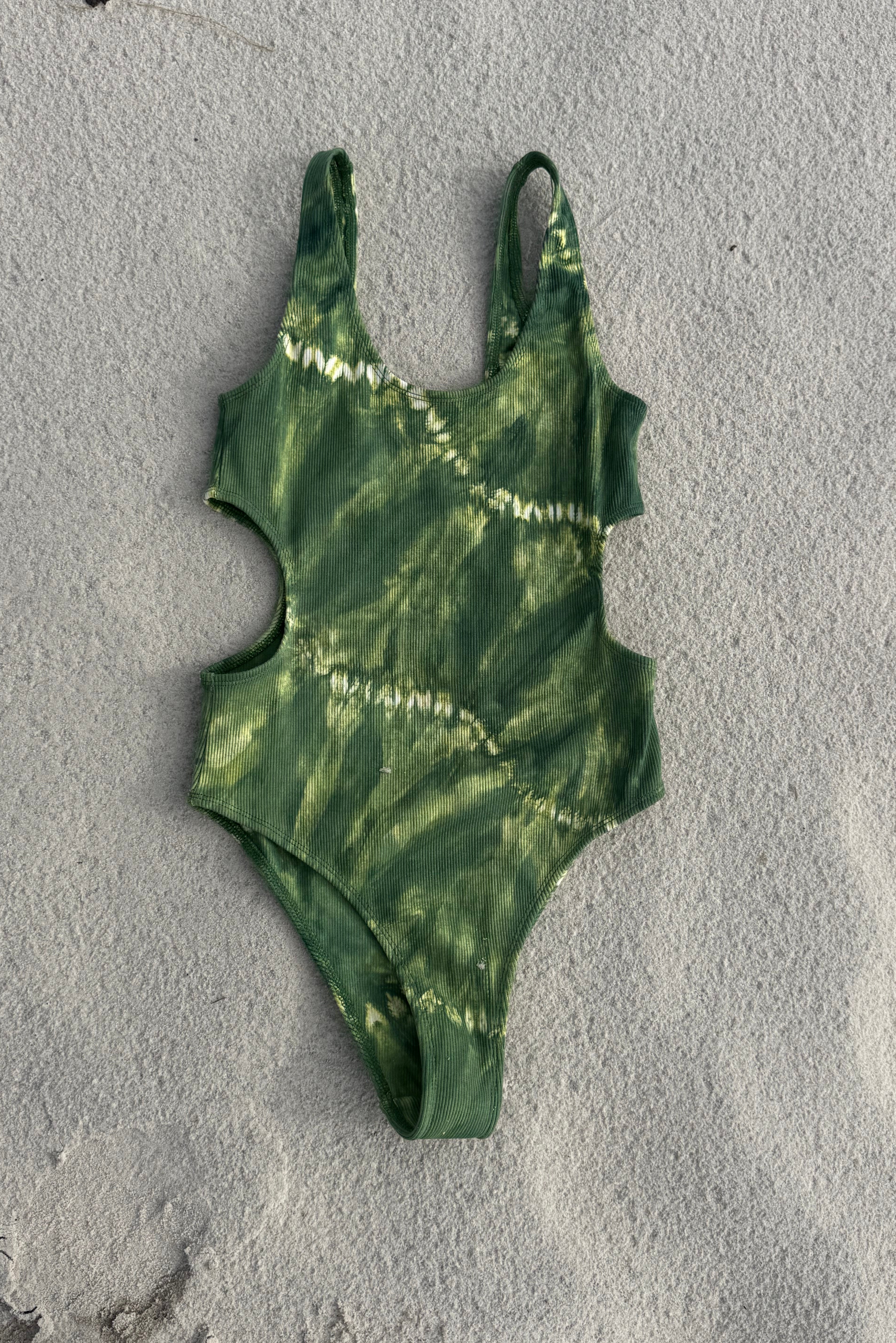 womens cotton tie dye green bodysuit