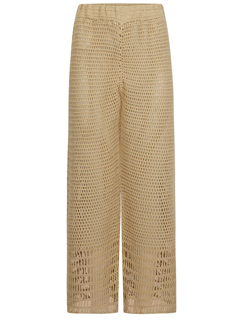 womens natural cotton crochet pant front view