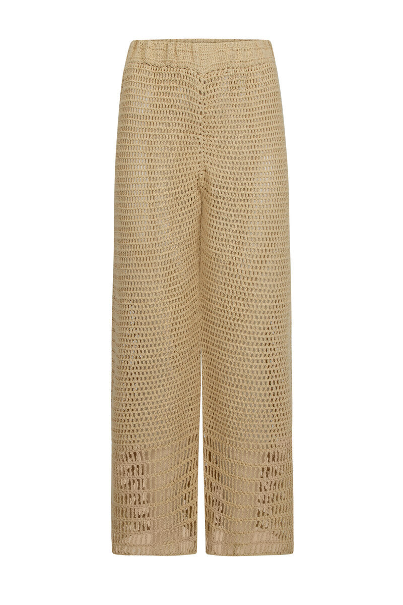 womens natural cotton crochet pant front view