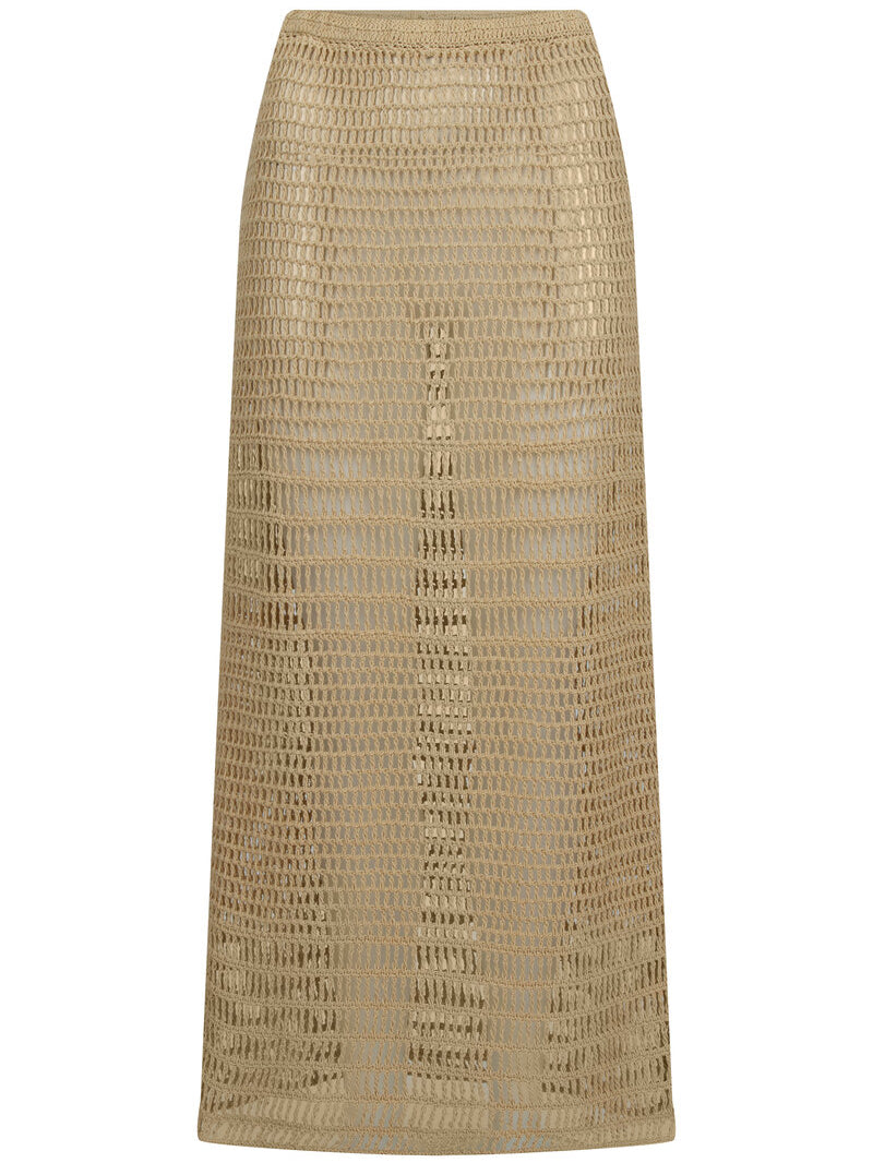 womens natural cotton crochet skirt front view