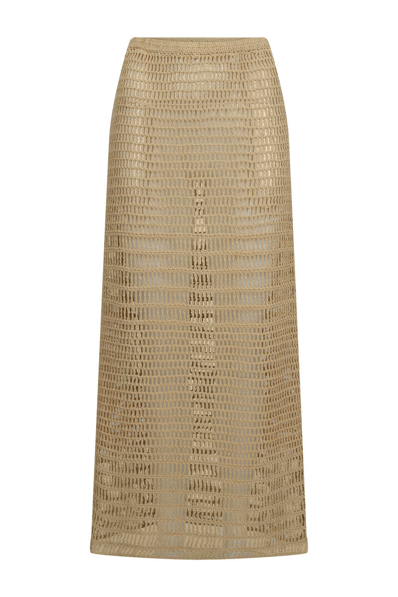 womens natural cotton crochet skirt front view