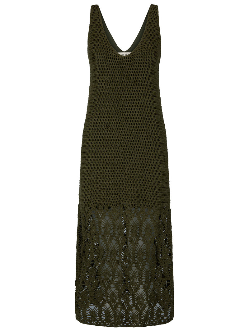 Green crochet dress with lace detailing