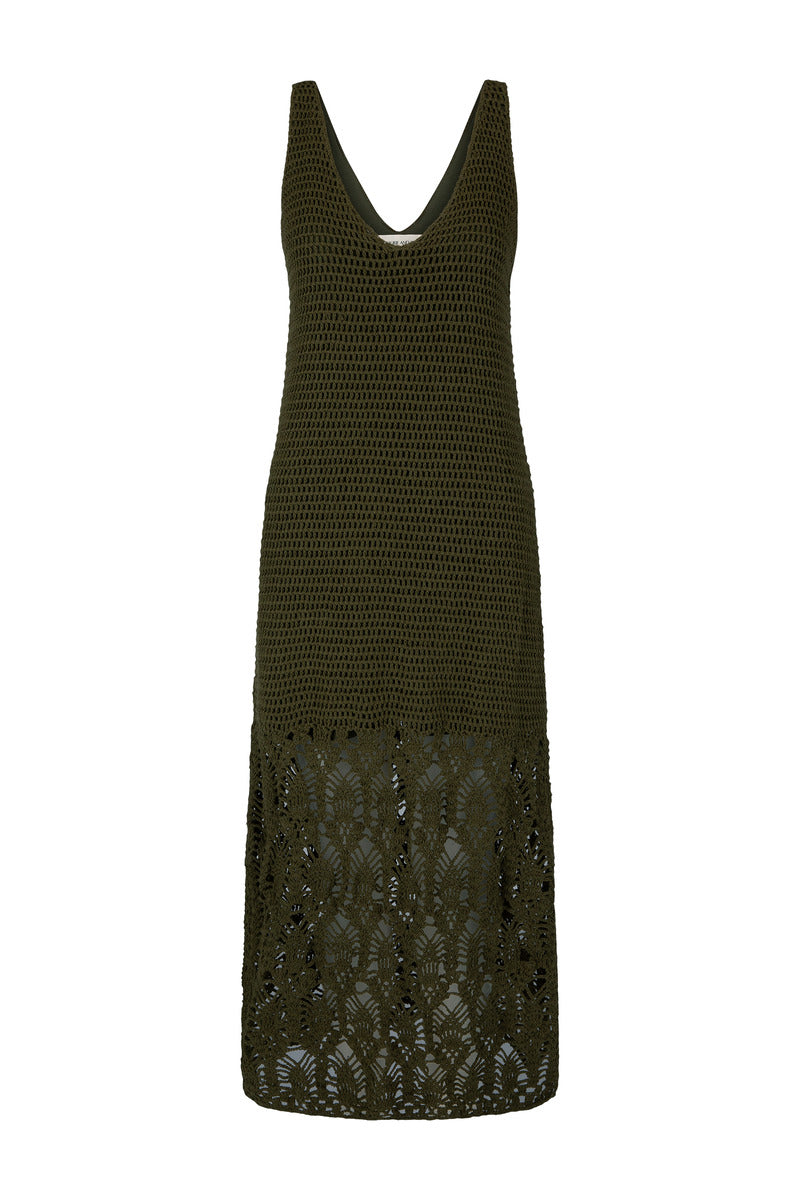 Green crochet dress with lace detailing