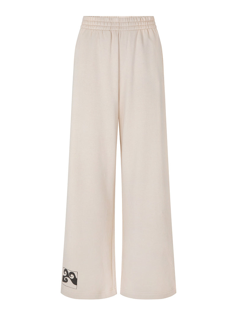 womens natural cotton terry tracksuit pant front view