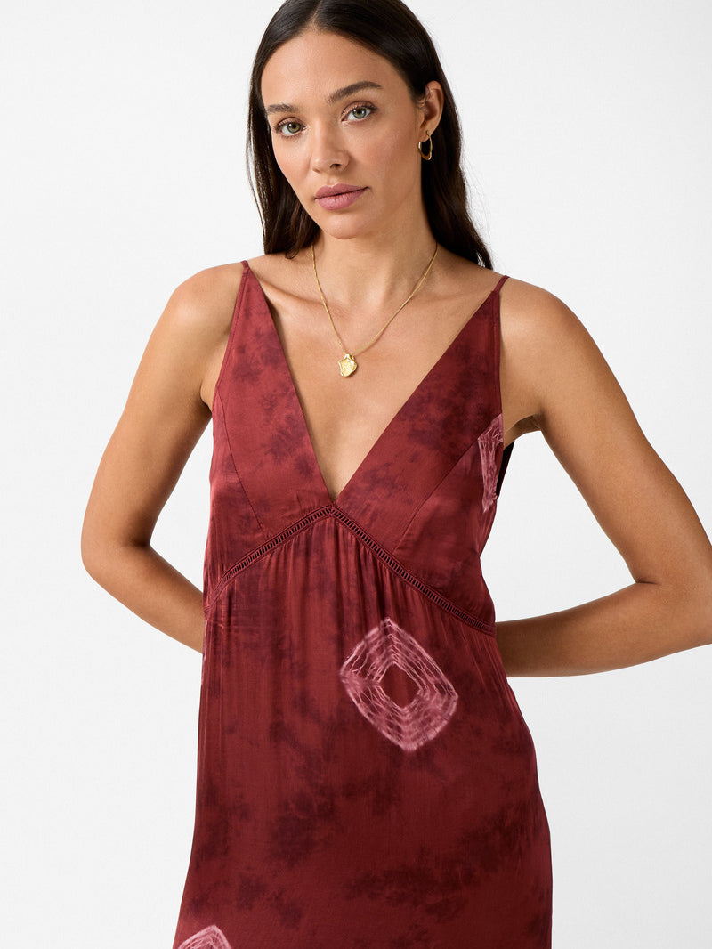 Womens ruby tie dye viscose Maxi dress front view