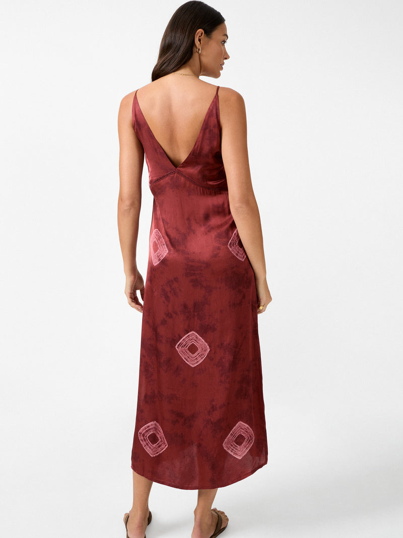 Womens ruby tie dye viscose Maxi dress back view