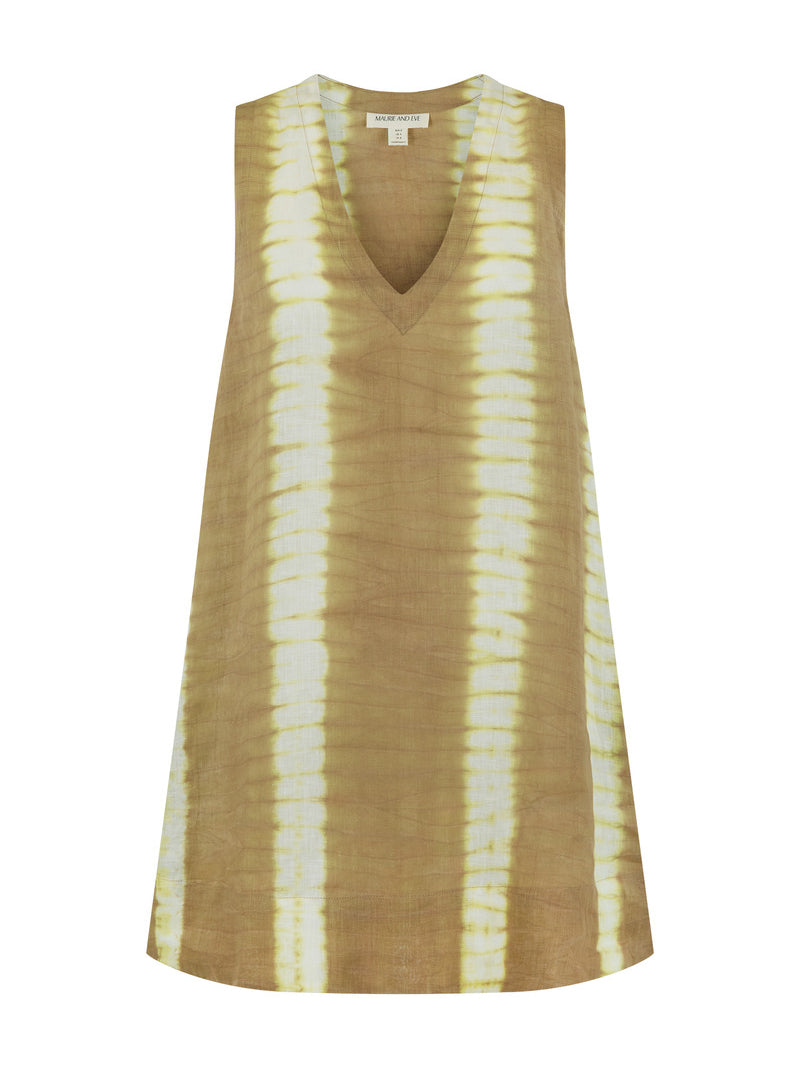 Cotton tie dye mini dress with pant front view