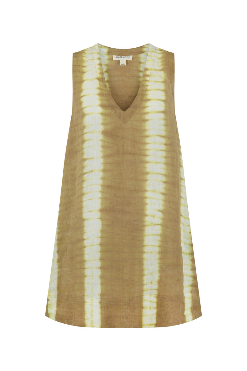 Cotton tie dye mini dress with pant front view