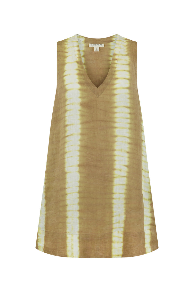 Cotton tie dye mini dress with pant front view