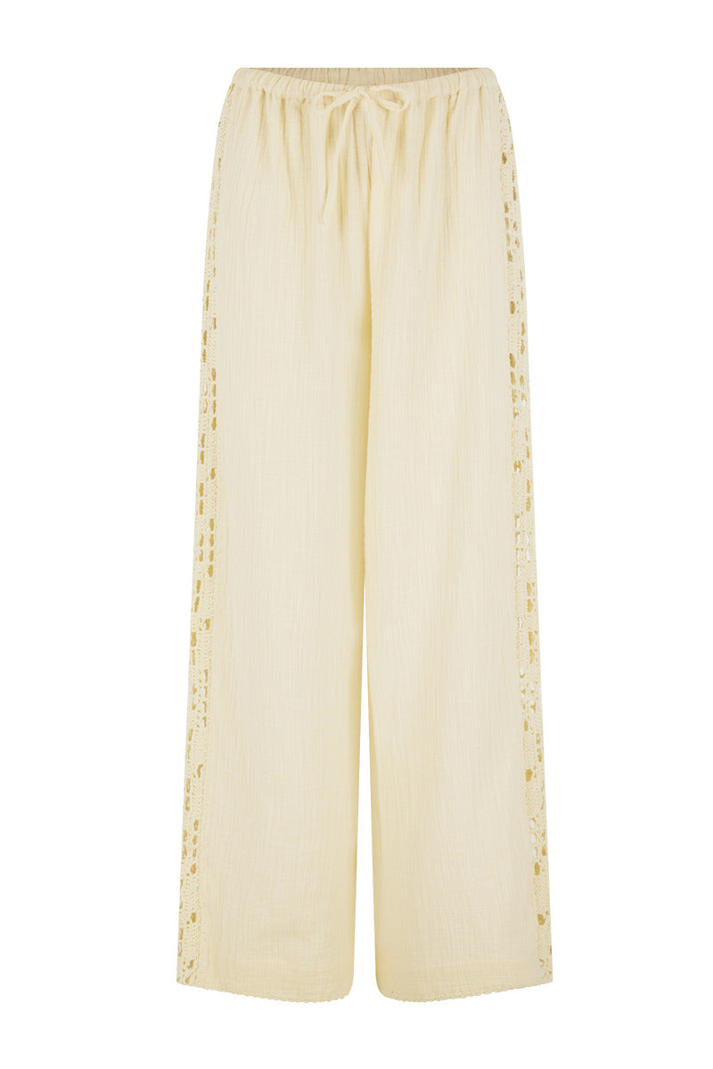 womens cotton crochet pant front view