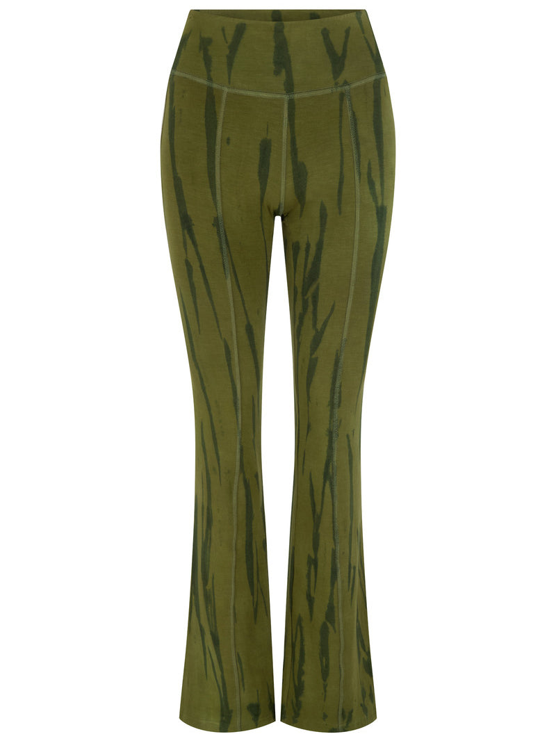 womens cotton olive tie dye pant front view