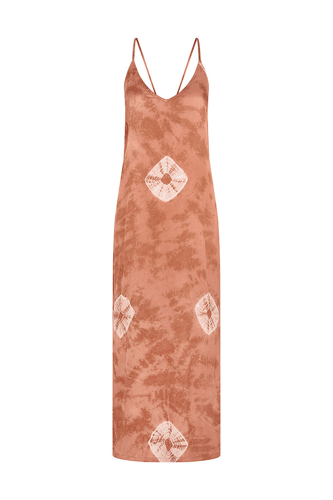 women's ruby tie dye maxi dress front view 