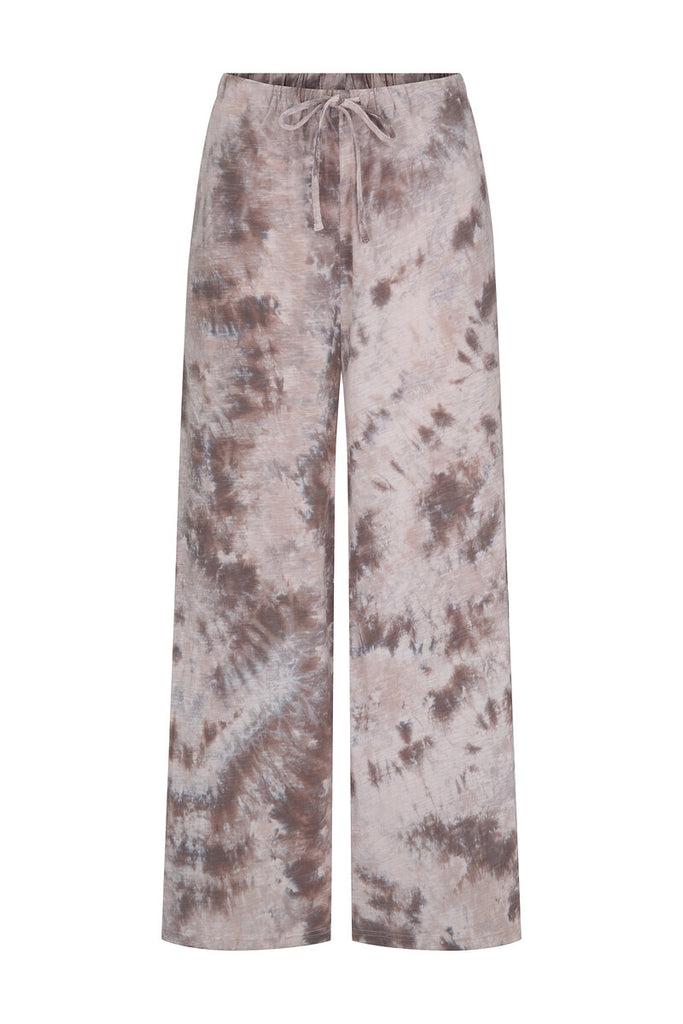 womens taupe tie dye cotton pant front view