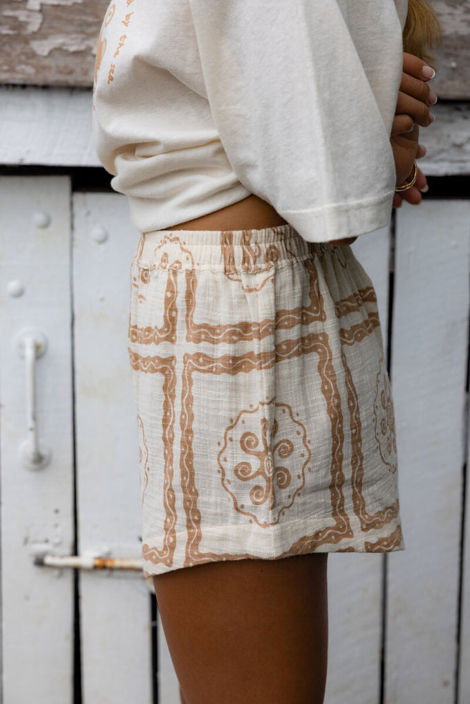 cotton short with artist print side view