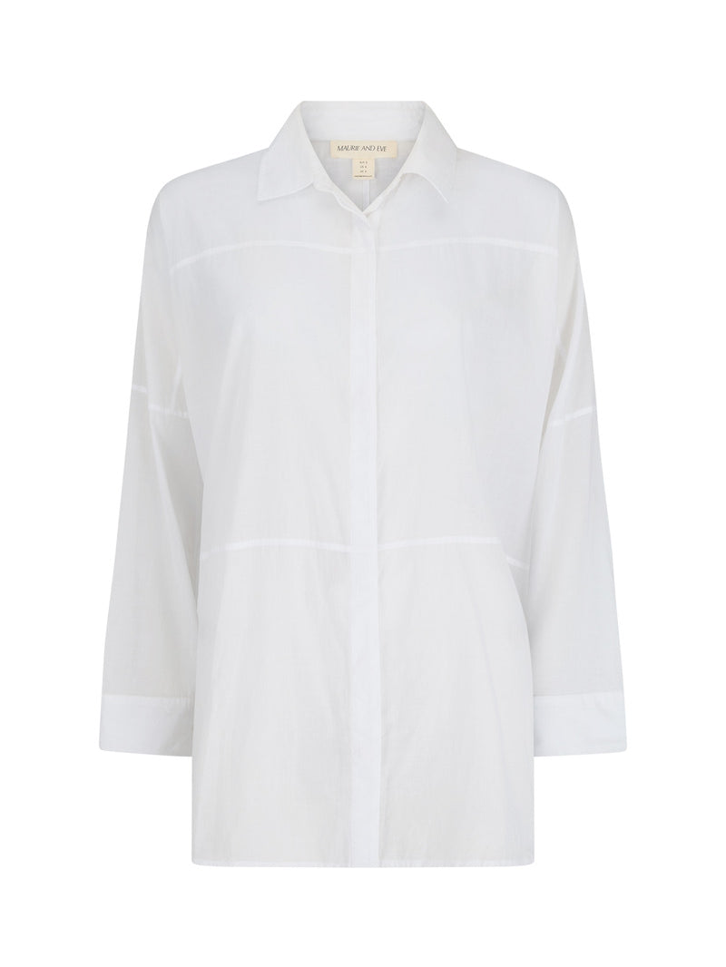 womens white cotton voile shirt front view