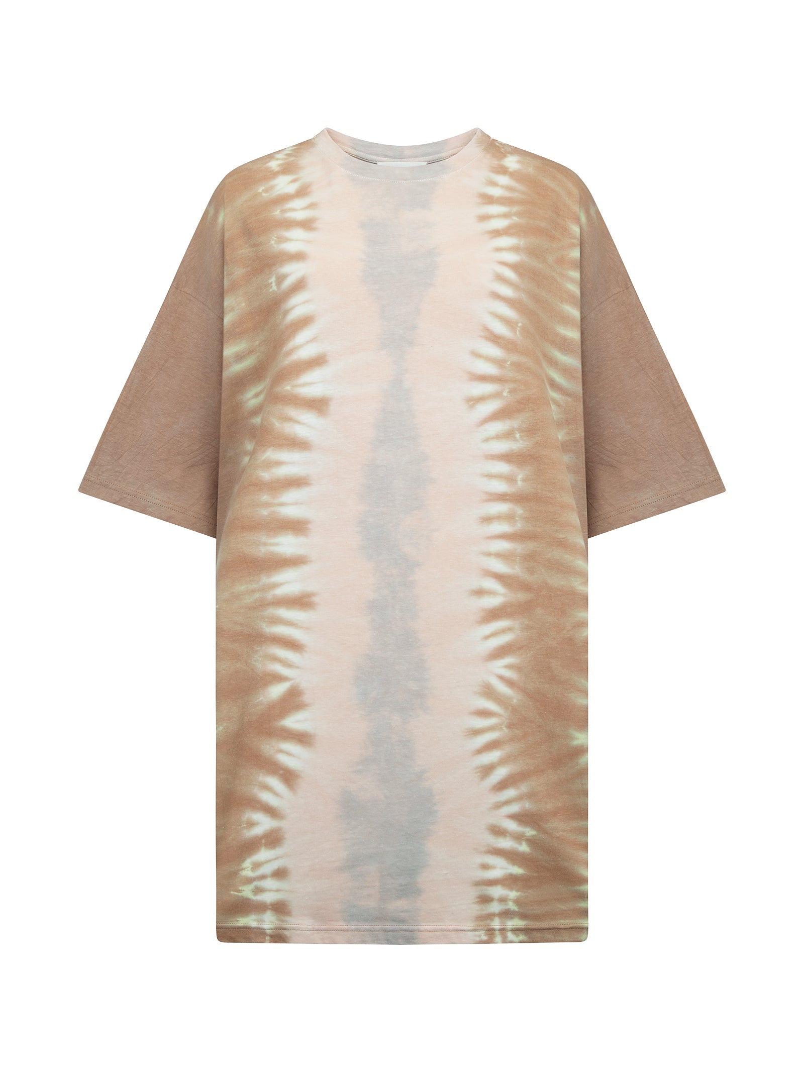 Women's cotton hemp rust tie dye mini dress front view