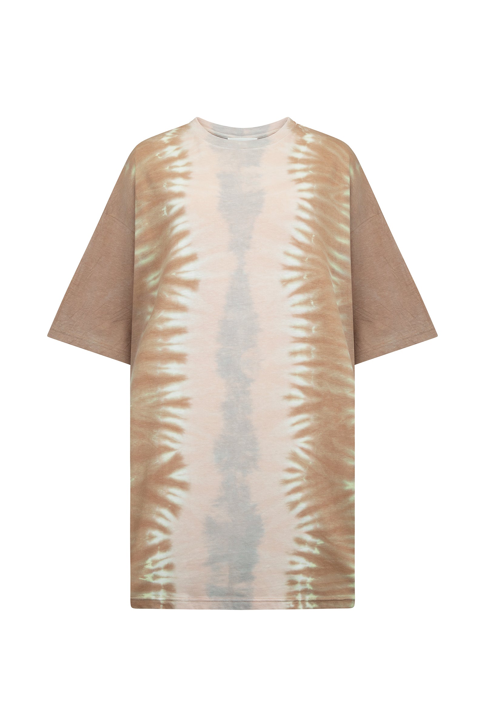 Women's cotton hemp rust tie dye mini dress front view