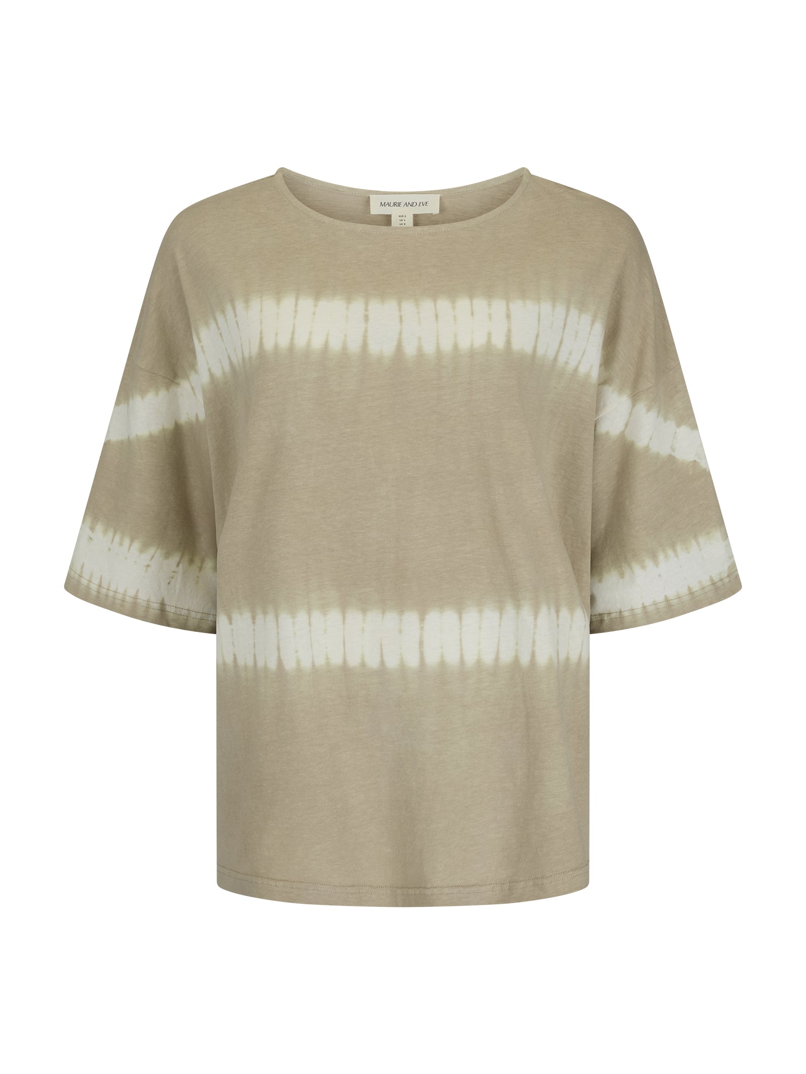 Taupe cotton hemp tie dye tee front view