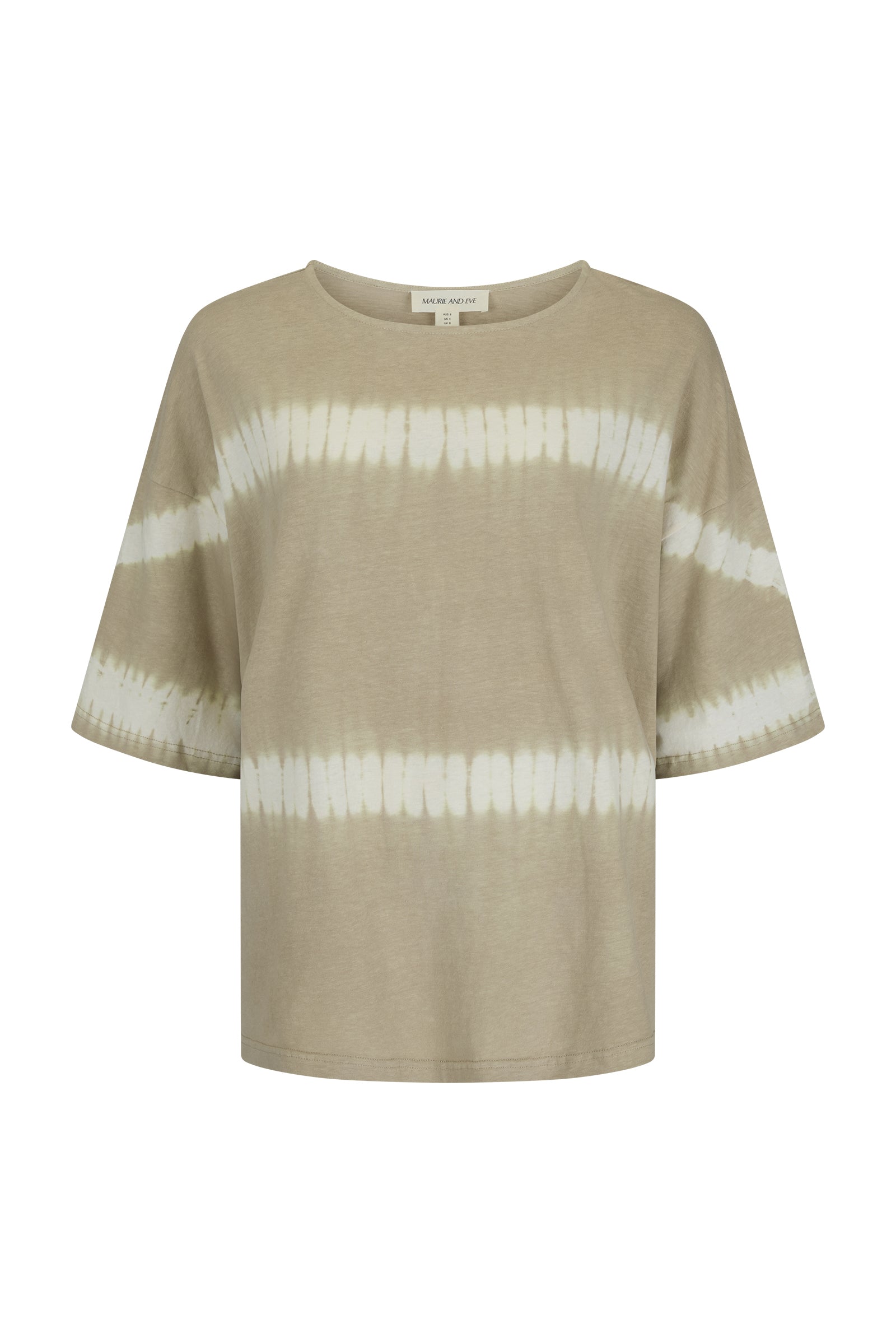 Taupe cotton hemp tie dye tee front view