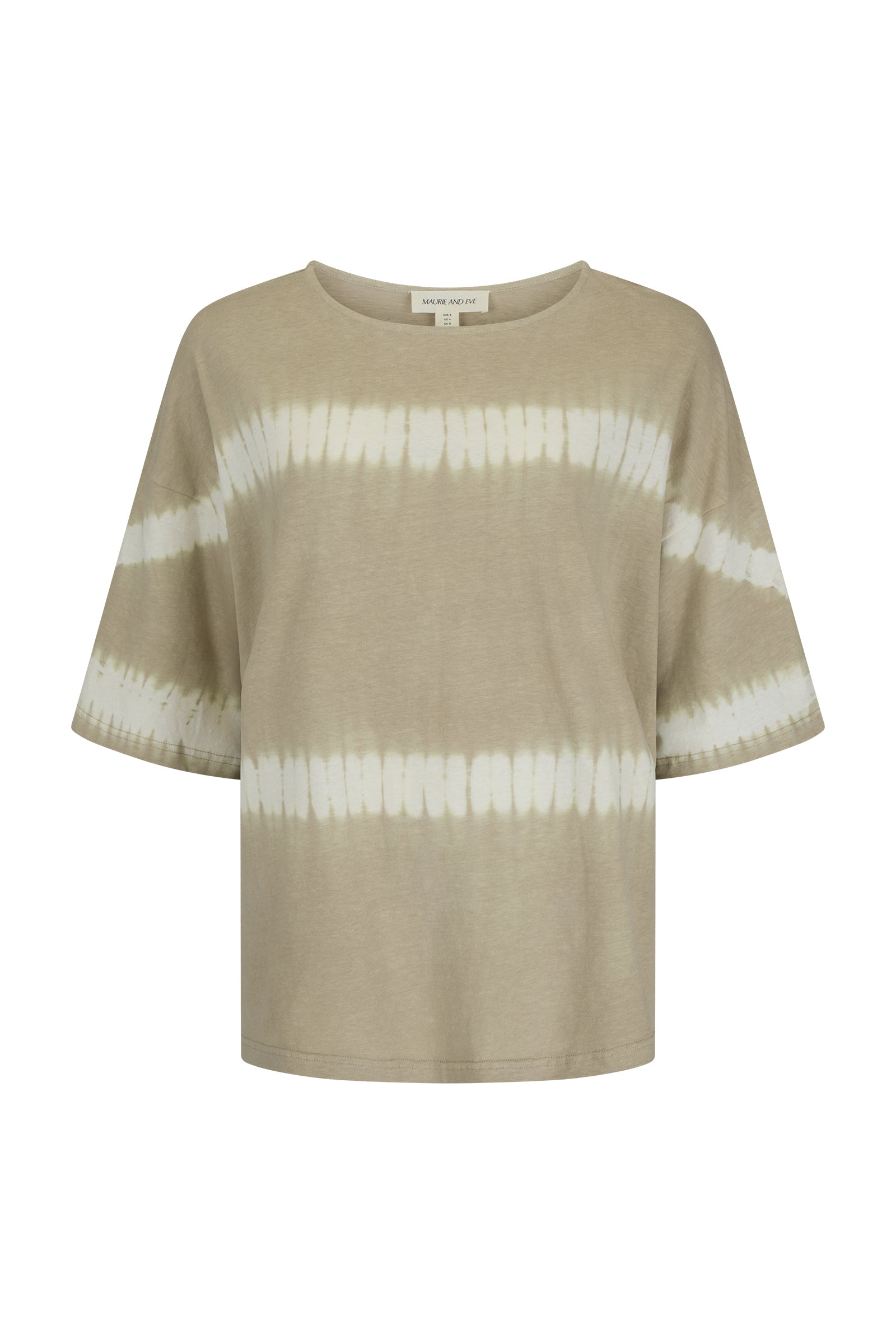 Taupe cotton hemp tie dye tee front view