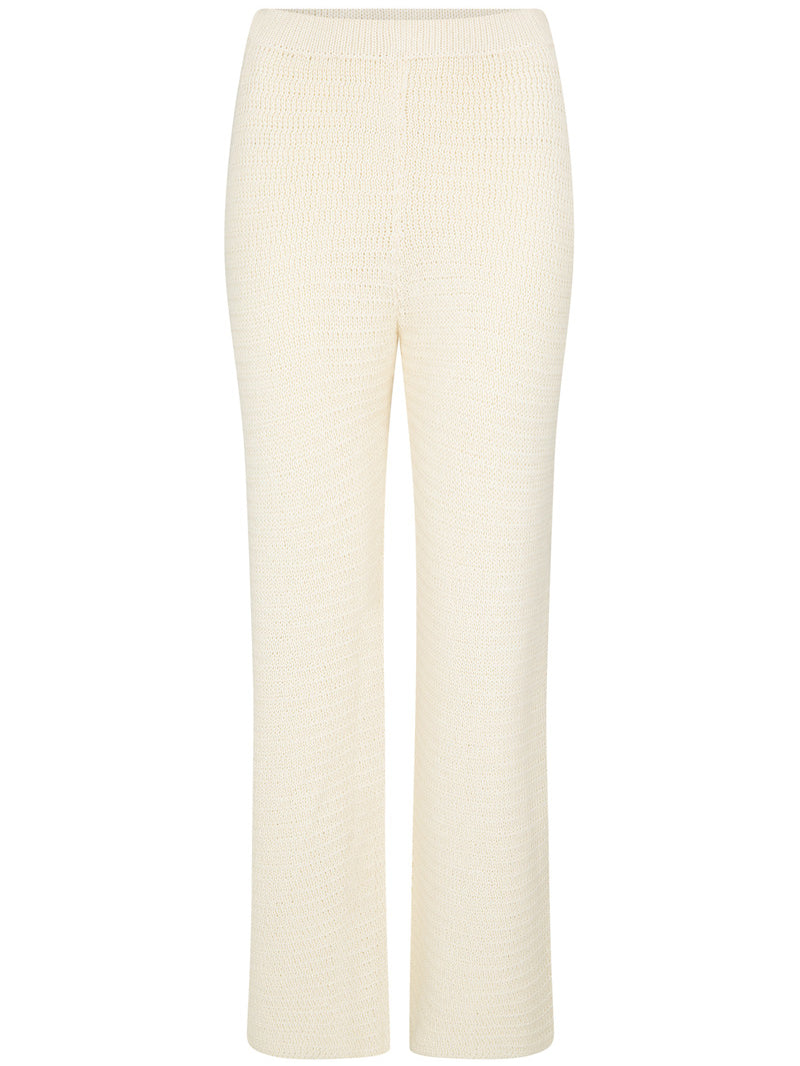 womens cream cotton knit pant, ghost imagery view