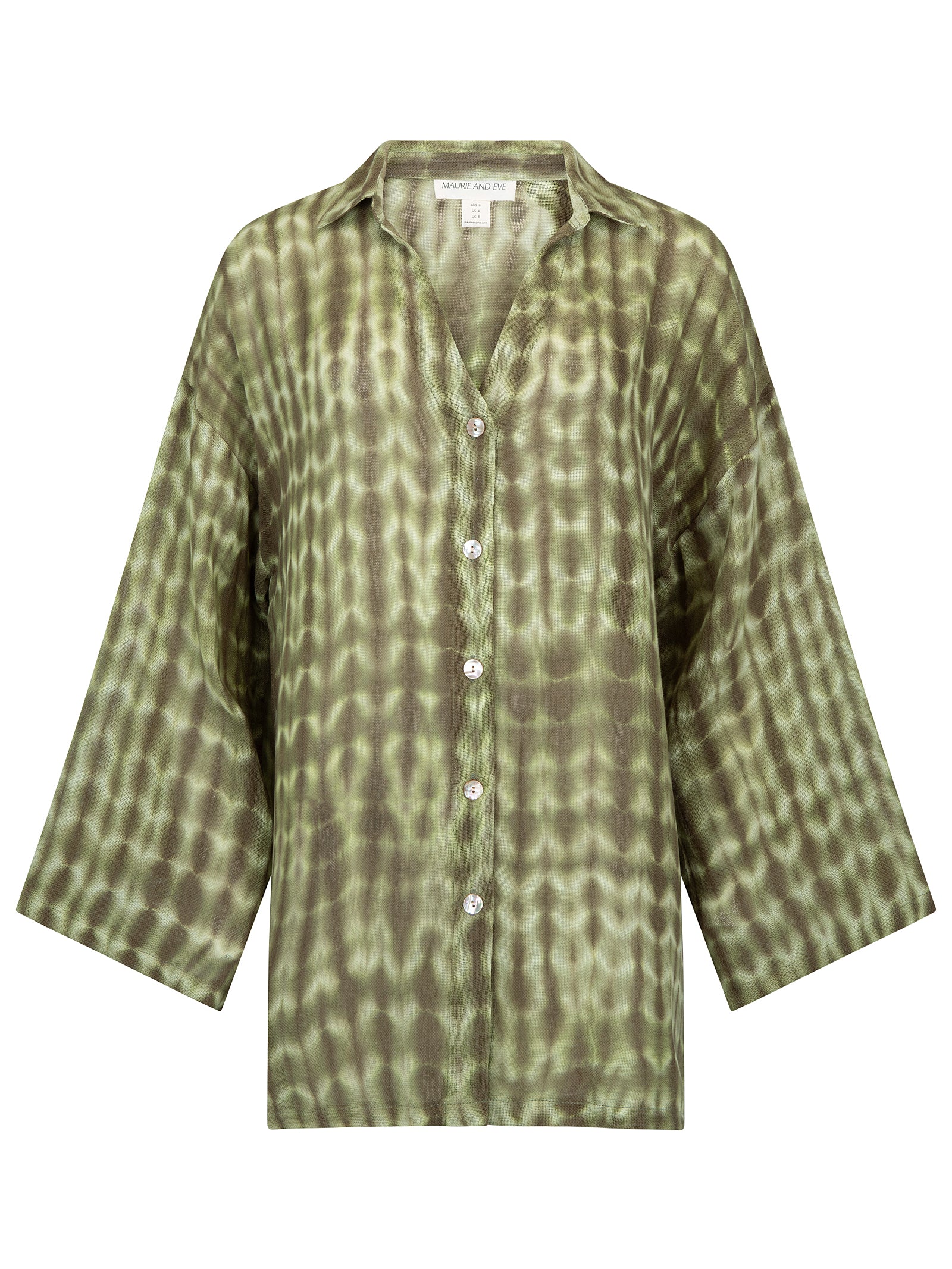 women's cotton mesh green tie dye shirt front view