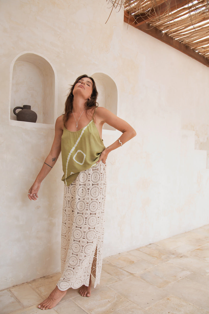 women's green tie dye camisole