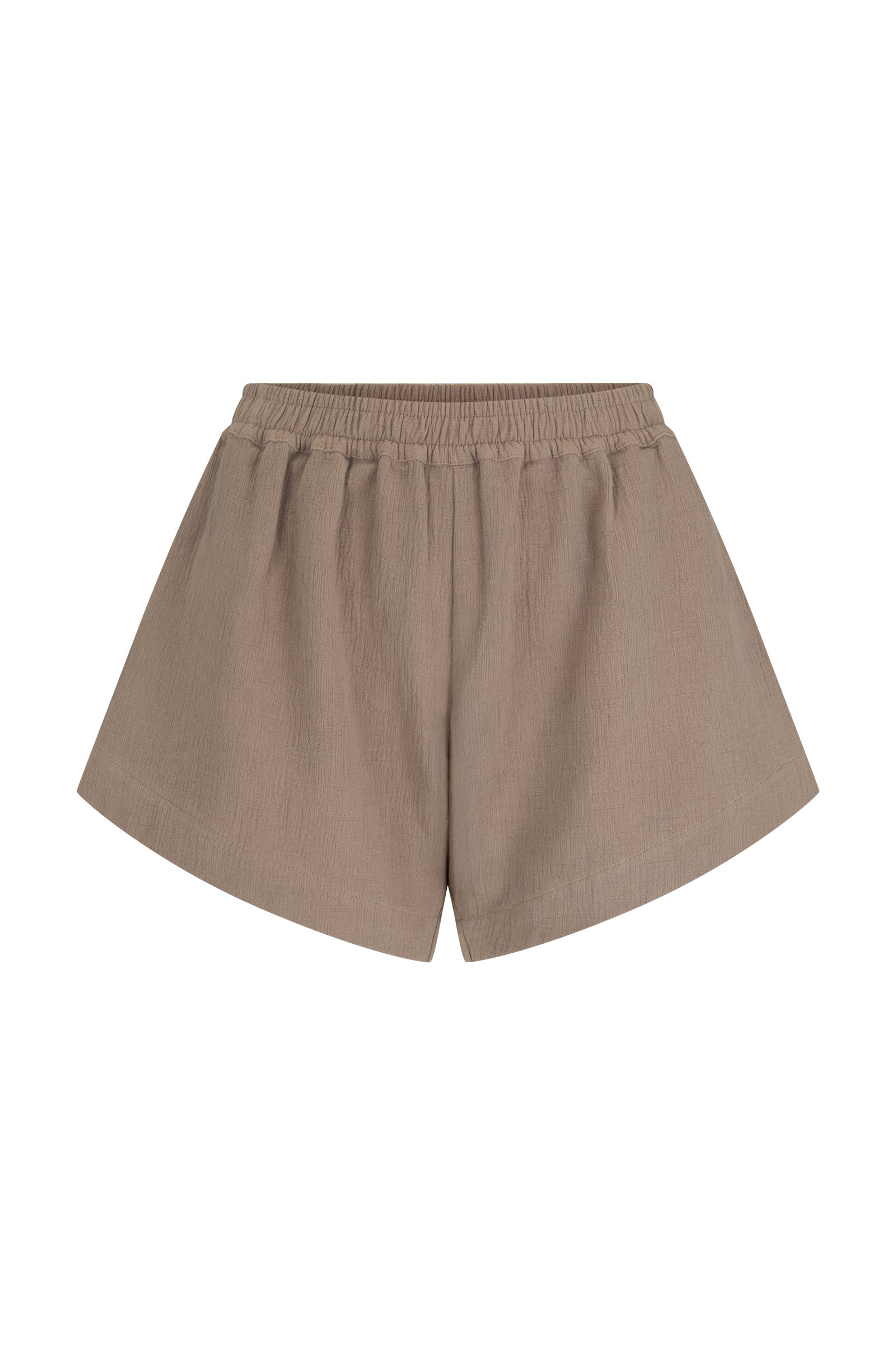 womens cotton brown short front view