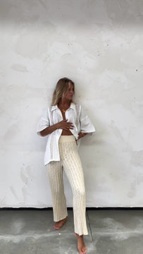 model styling white cotton lace shirt 