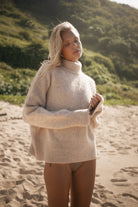 Womens beige wool blend crew neck jumper