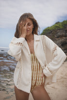 Womens textured cotton crochet shirt 