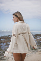 Womens textured cotton crochet shirt back view