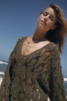 Olive cotton crochet top 