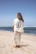 White cotton artist print oversized tee