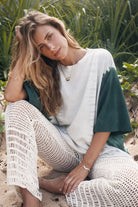 Womens cotton cream crochet pant 